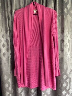 L.L Bean Women’s Hot Pink Open Cardigan Sweater Long Sleeve Casual Layering